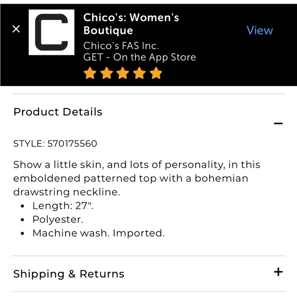 Chicos tasseled cold shoulder top, size 1 (small) - Picture 4 of 10